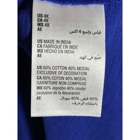 Style &Co Womens Size 4X Boho Chic  Blue Embroidered Peasant Blouse Top w Tassle - Picture 4 of 9